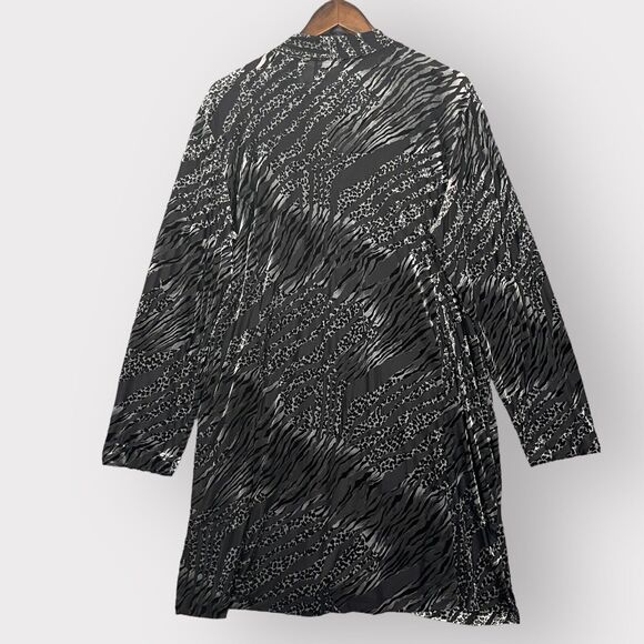 Chico's Button Front Cardigan Women XL/16 Black Velvet Burnout Sheer Lightweight - Picture 11 of 16